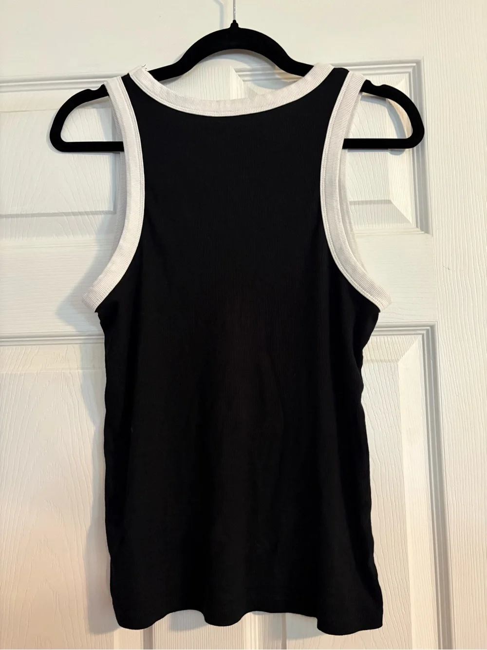 a new day Black Tank Top with White Trim - Women's Sleeveless Ribbed Tank